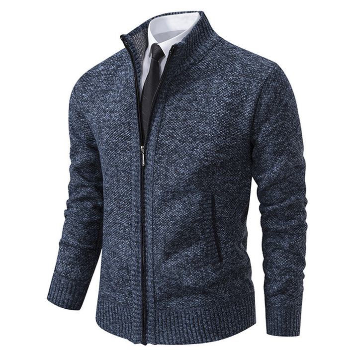 Herren nan gehobene Strickjacke mit Stehkragen und durchgehendem Reißverschluss, thermisch isolierend und tailliert geschnitten Echo Archiv