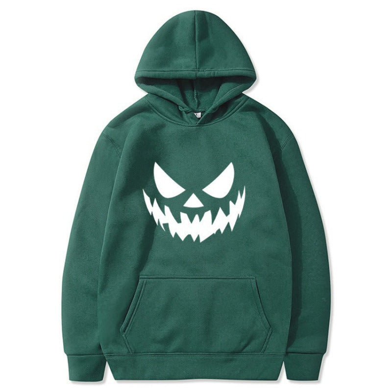 Unisex nan Kapuzenpullover mit gruseligem Kürbisgesicht-Print und Oversize Kängurutasche Echo Archiv