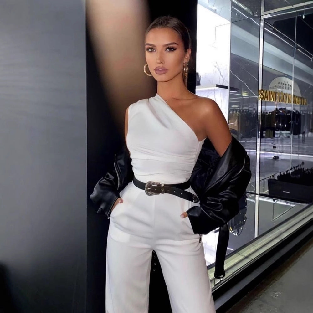 Damen One-Shoulder Jumpsuit mit weitem Bein Echo Archiv