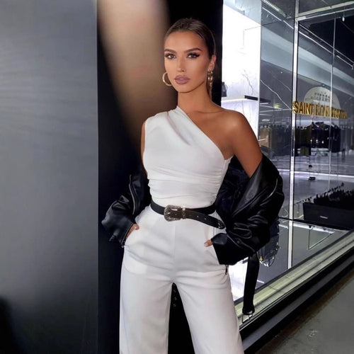 Damen One-Shoulder Jumpsuit mit weitem Bein Echo Archiv