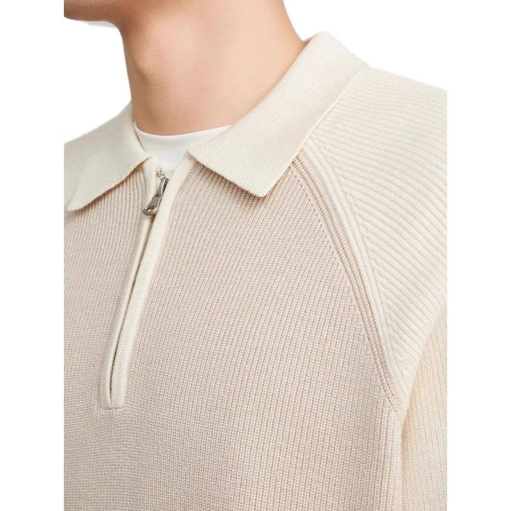 Herren Feinstrick-Halbzip-Pullover mit Polokragen und Raglanärmeln Echoarchiv
