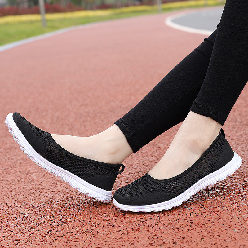 Damen nan atmungsaktive Netz-Ballerina-Sneaker mit flexibler rutschfester Laufsohle und gepolstertem Fußbett Echo Archiv