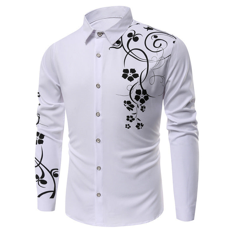 Herren Langarmhemd mit floralem Design und modernem Schnitt Echoarchiv