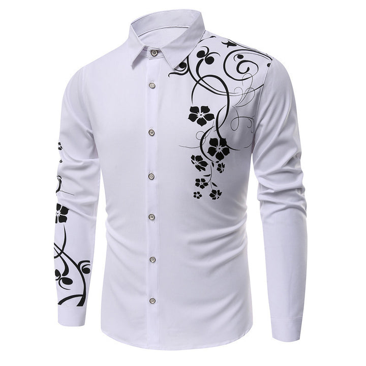 Herren Langarmhemd mit floralem Design und modernem Schnitt Echoarchiv
