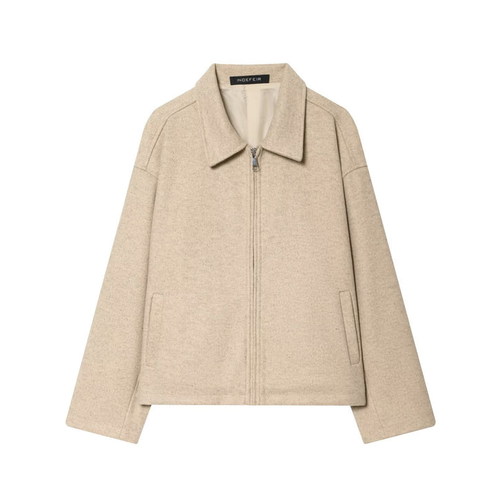 Damen Oversize Wollmix-Boxyjacke mit durchgehendem Reißverschluss und Eingrifftaschen Echo Archiv