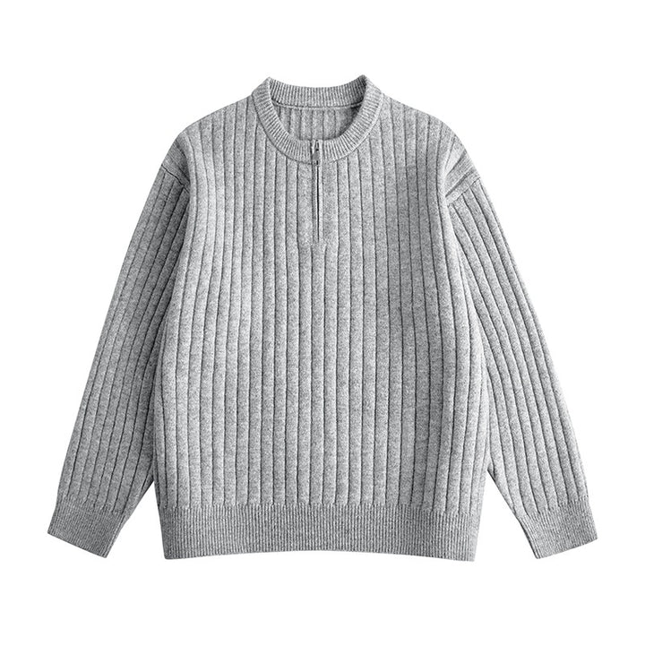 Herren Grobstruktur-Halbzip-Strickpullover mit Rippenstruktur Echoarchiv