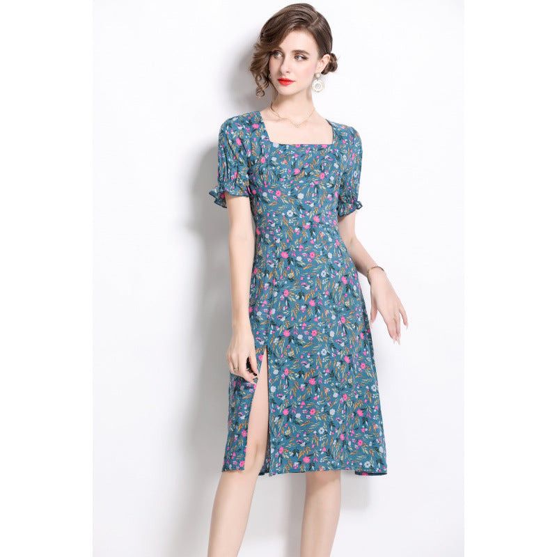 Damen Midikleid mit floralem Druck und seitlichem Schlitz Echo Archiv