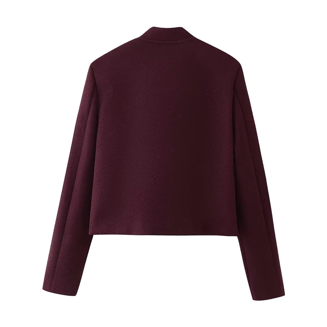 Damen cropped Militärjacke mit Stehkragen, Schulterklappen und aufgesetzten Pattentaschen – Célinea