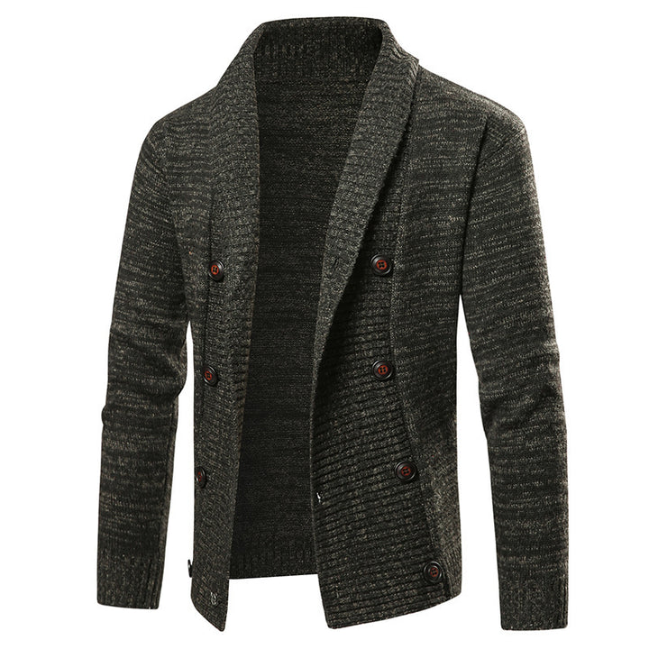 Herren hochwertige Strickjacke mit großem Revers und Knopfdetail Echoarchiv