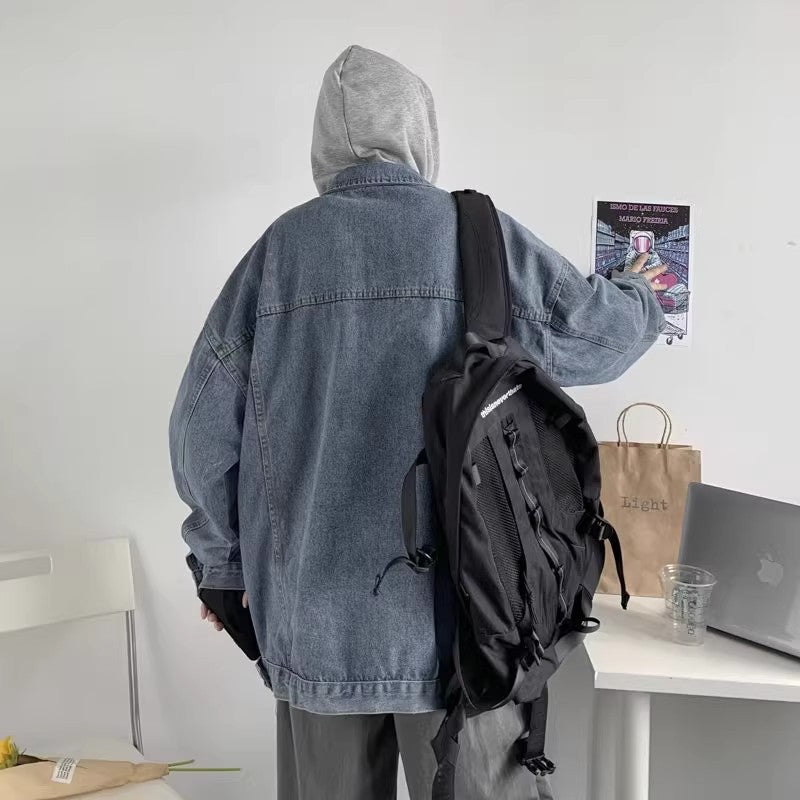Damen Lässige Oversized Denimjacke mit Kapuze Echoarchiv