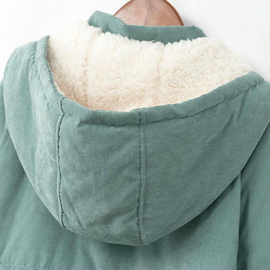 Damen nan gefütterter Winterparka mit Teddyfutter, Kapuze und verdeckter Reißverschlussblende Echo Archiv