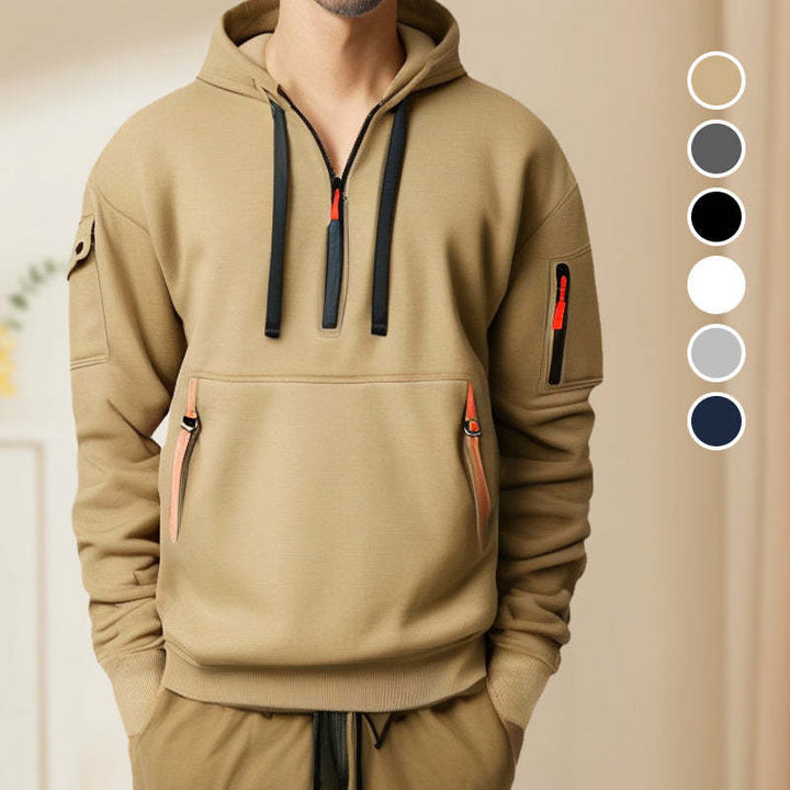 Herren funktionaler Kapuzenpullover mit innovativem Reißverschluss und praktischen Taschen Echoarchiv