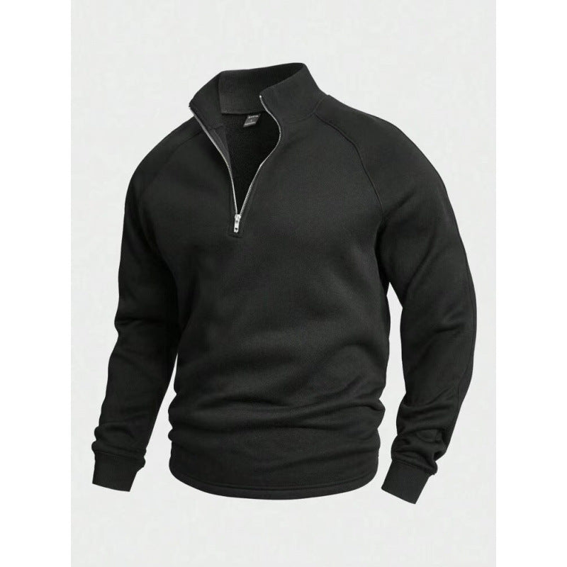 Herren Fleece-Halbzippullover mit Stehkragen und Raglanärmeln – Cavarno