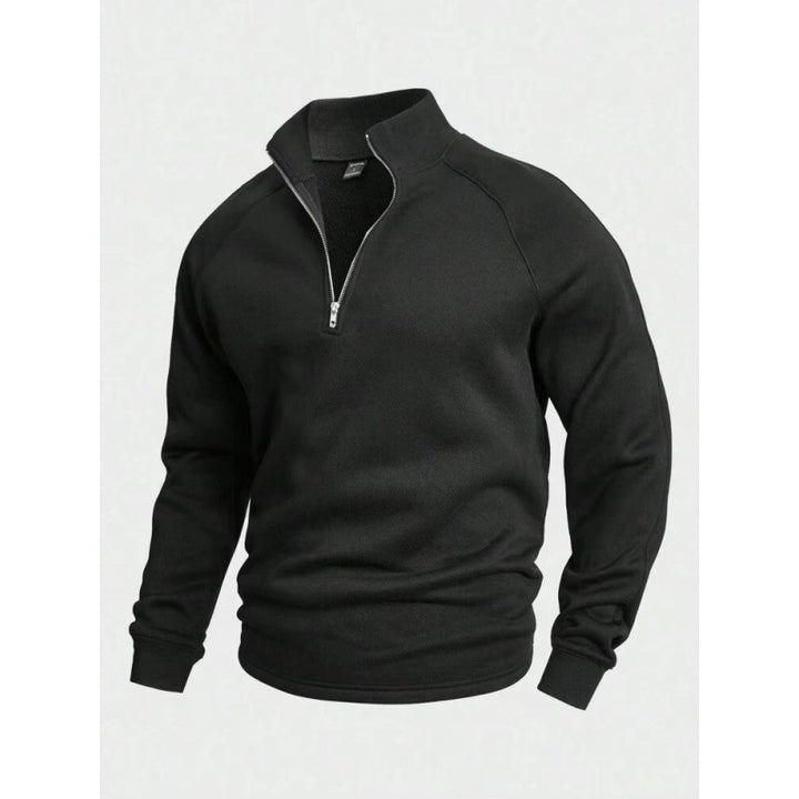 Herren Fleece-Halbzippullover mit Stehkragen und Raglanärmeln – Cavarno