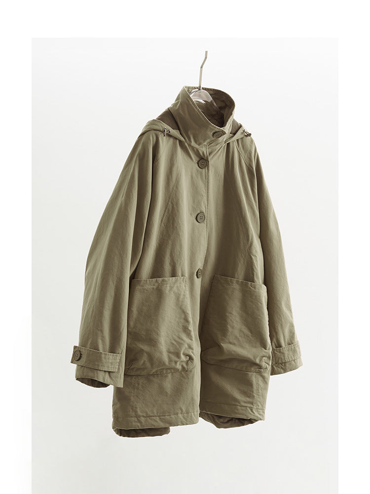 Damen Modische Übergangsjacke mit abnehmbarer Kapuze Echoarchiv