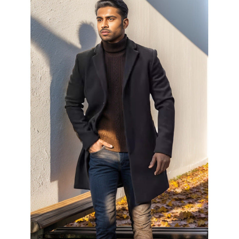 Herren eleganter langer Mantel aus hochwertigem Stoff Echoarchiv
