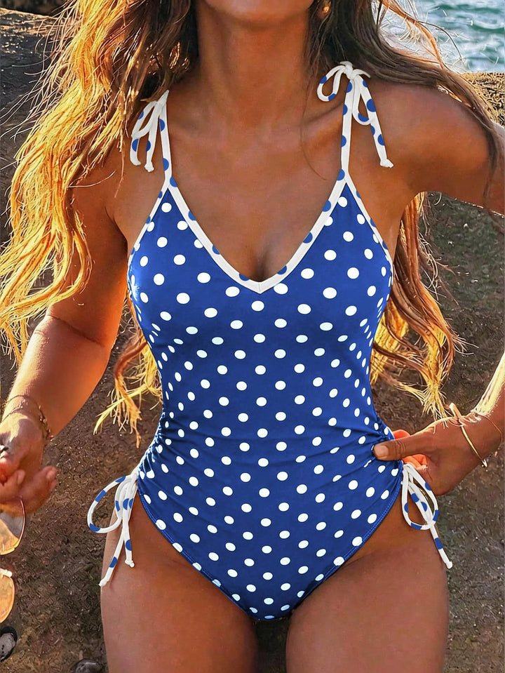 Damen einteiliges Schwimmoutfit mit verspieltem Punkten-Design Echo Archiv