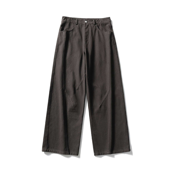 Damen Hochtaillierte weite Culotte‑Hose aus Baumwoll‑Twill mit Ziersteilnähten Echoarchiv