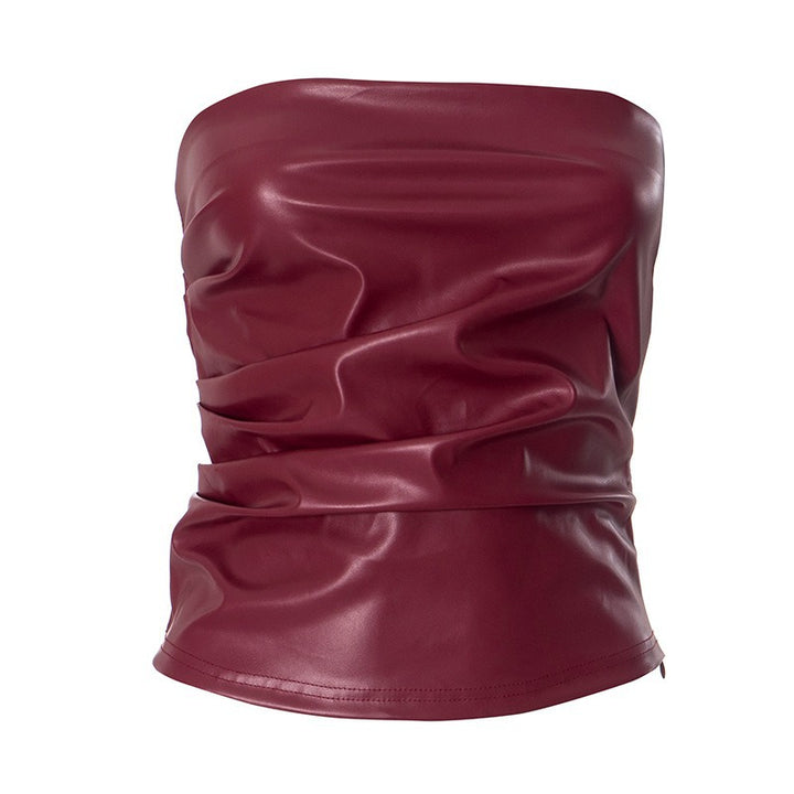 Damen Bandeau-Oberteil aus hochwertigem Kunstleder mit raffinierten Rüschendetails Echo Archiv