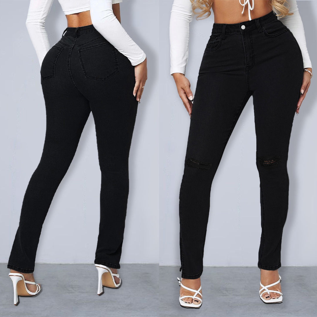 Damen Sculpting High-Waist Skinny-Jeans mit Knie-Slits und Knöchel-Reißverschluss Echo Archiv