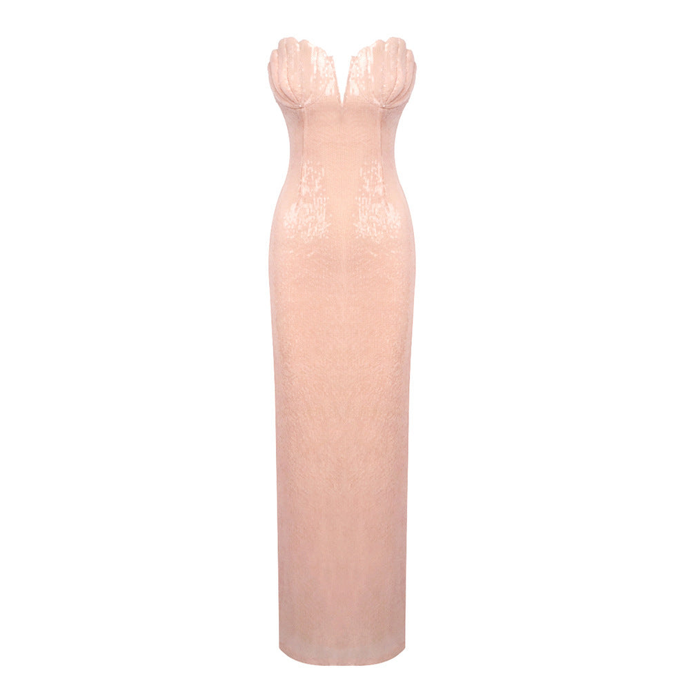 Damen figurbetontes Abendkleid mit herzförmigem Ausschnitt und eleganten Details Echo Archiv
