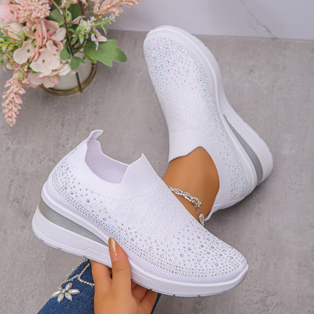 Damen Strick‑Slip‑On‑Sneaker mit verstecktem Keil und Glitzerapplikation Echo Archiv