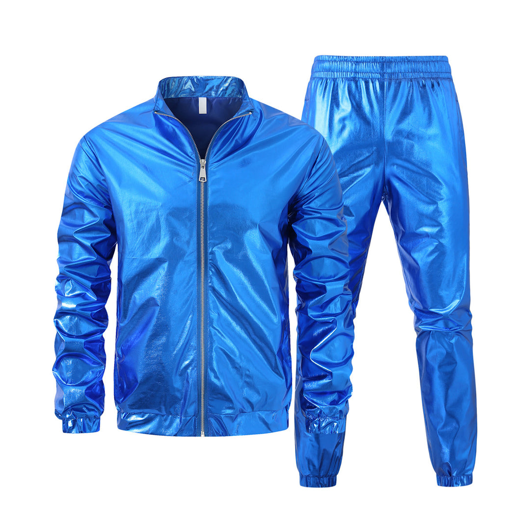 Herren nan Bomberjacke mit durchgehendem Reißverschluss, reflektierendem Metallic-Finish und elastischen Bündchen Echo Archiv