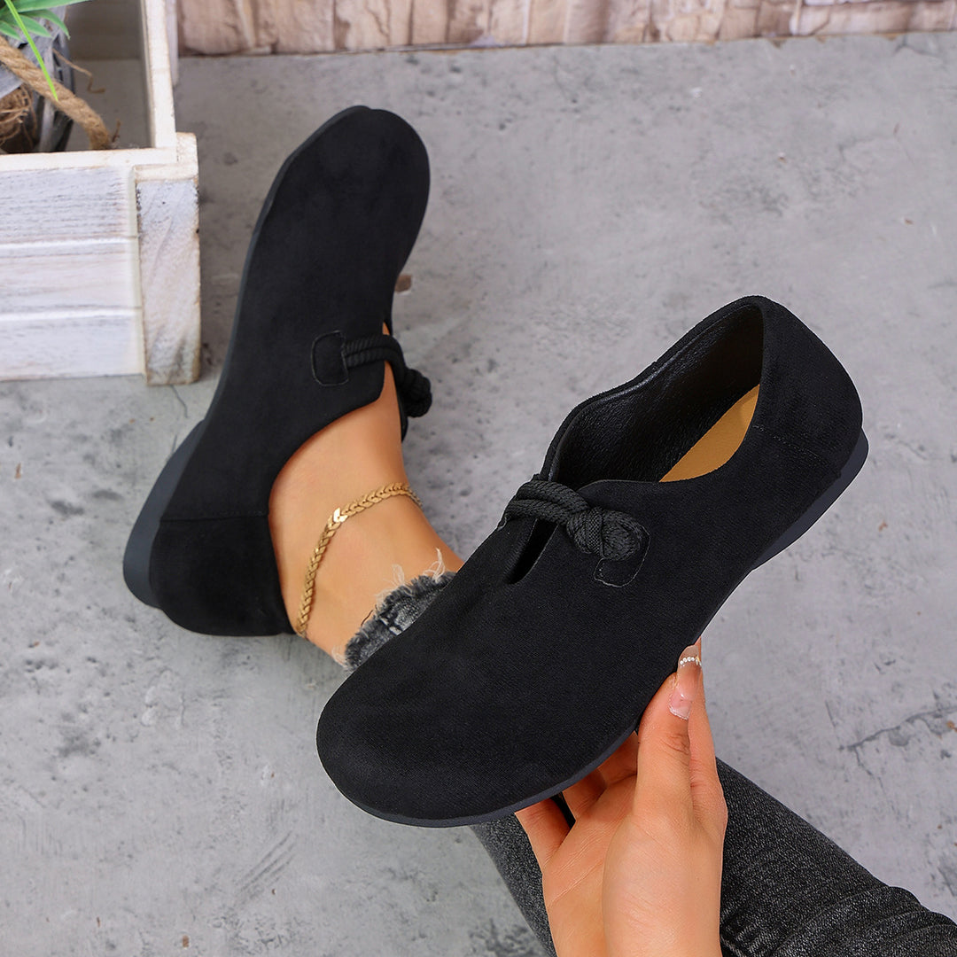 Damen  komfortable Slipper aus Veloursoptik mit dekorativem Knotenriegel und weich gepolstertem Fußbett Echo Archiv