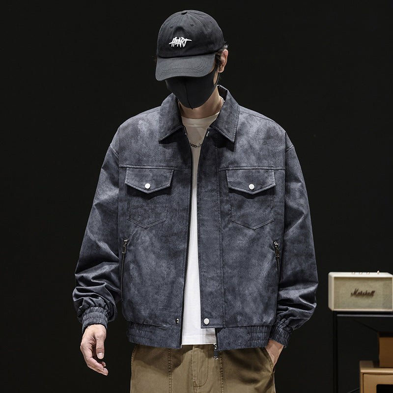 Herren Trendige Suede Bomberjacke