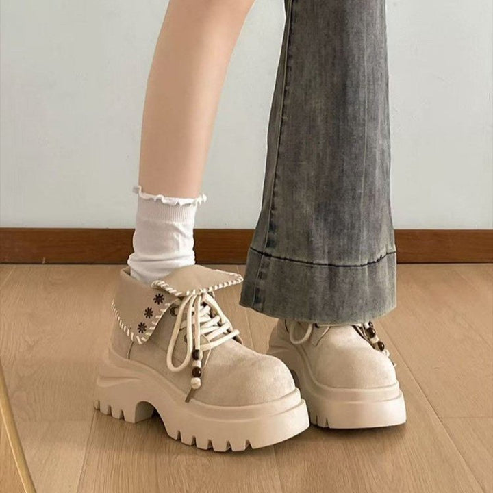 Damen Chunky Schnürboots mit modischem Einsatz Echo Archiv