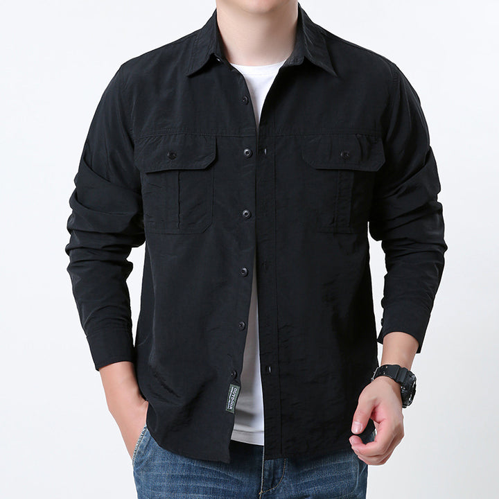 Herren nan leichtes Outdoor-Hemdjacke mit doppelten Klappentaschen, knöpfbarer Front und atmungsaktivem Technikstoff Echo Archiv