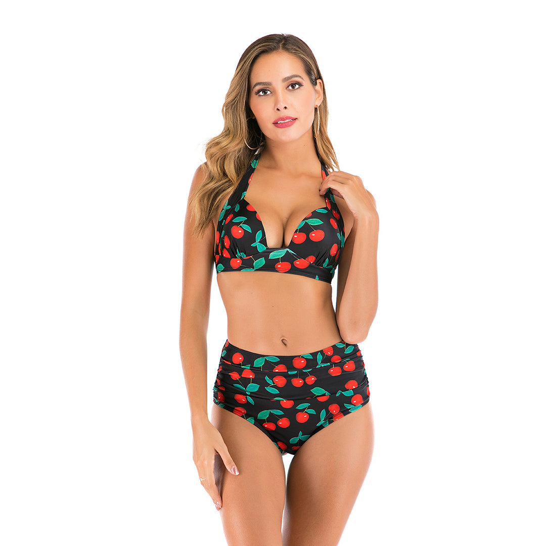Damen Hoch taillierter Bikini mit floralem Design Echo Archiv