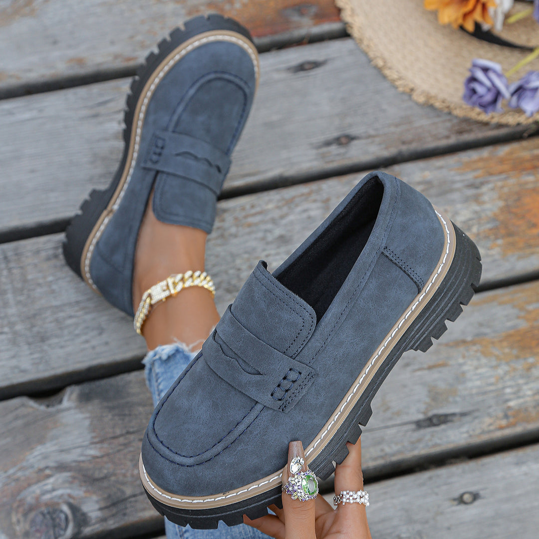 Damen robuste Loafer mit markanter Profilsohle, weichem Veloursoptik-Obermaterial und gepolstertem Komfortfußbett Echo Archiv