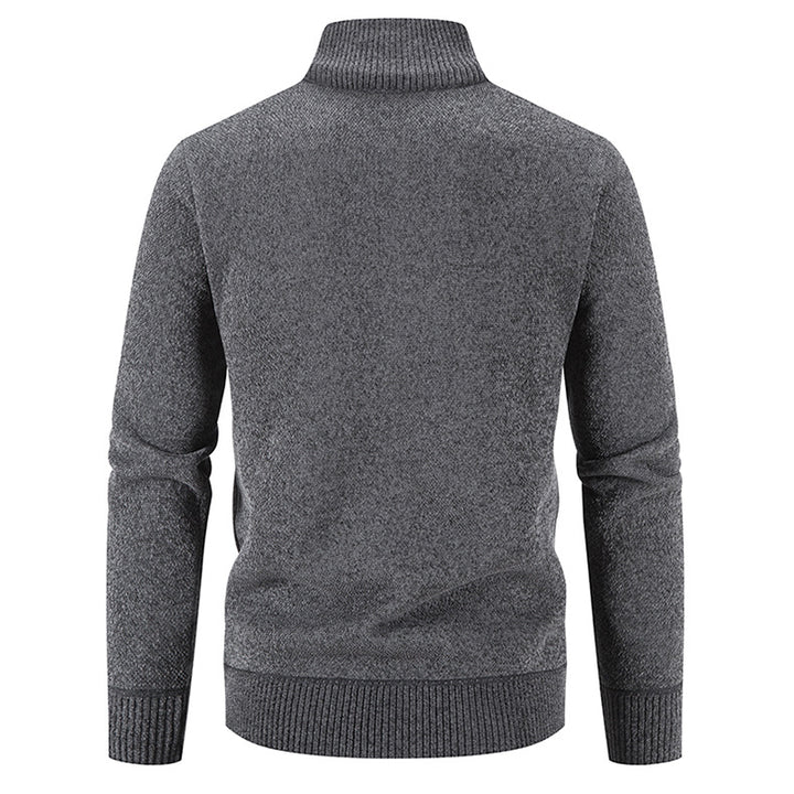 Herren elegante Strickjacke mit hohem Kragen und praktischen Reißverschlusstaschen Echoarchiv