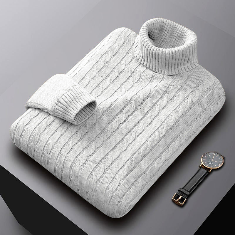 Herren nan grob gestrickter Rollkragenpullover mit Zopfmuster und wärmender Strickstruktur Echo Archiv