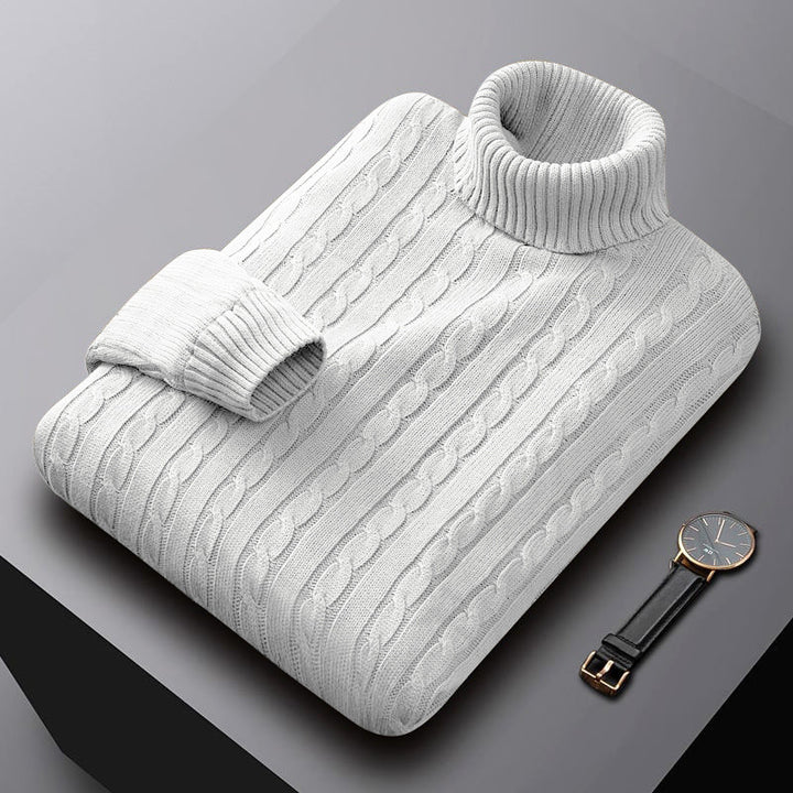 Herren nan grob gestrickter Rollkragenpullover mit Zopfmuster und wärmender Strickstruktur Echo Archiv