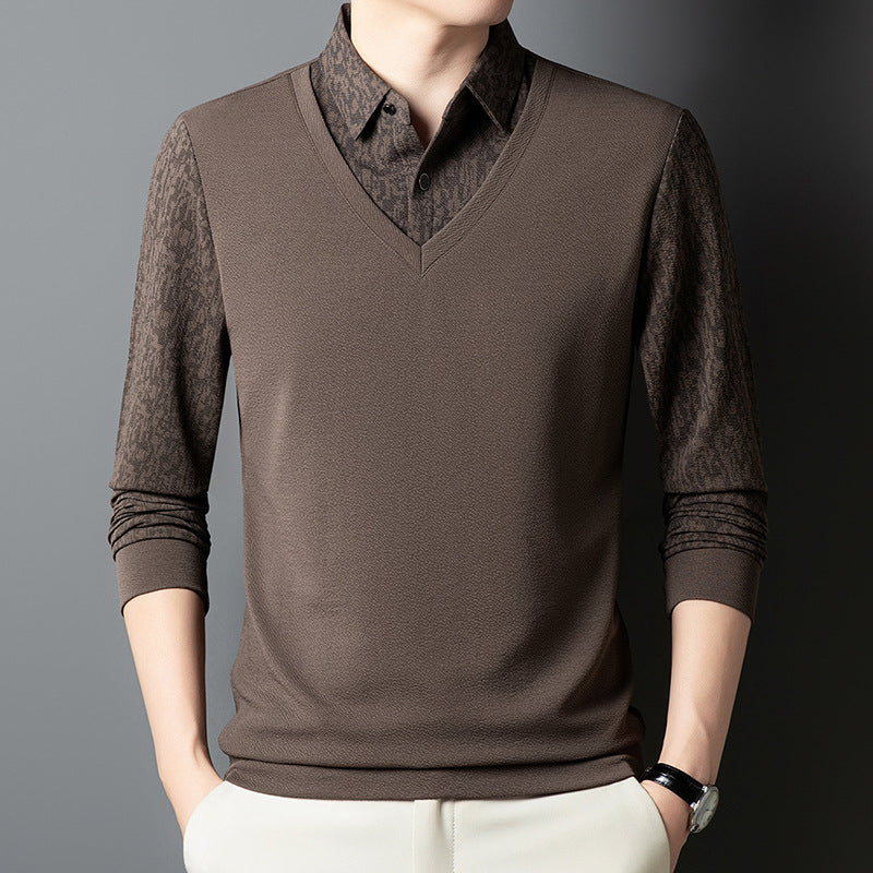 Herren eleganter V-Ausschnitt Pullover mit strukturiertem Ärmel Echoarchiv