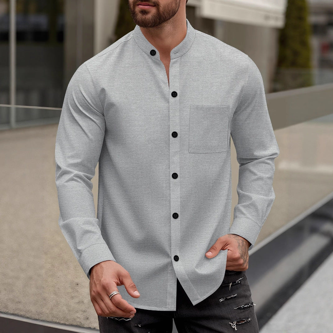 Herren Elegantes Hemd mit Stehkragen Echoarchiv