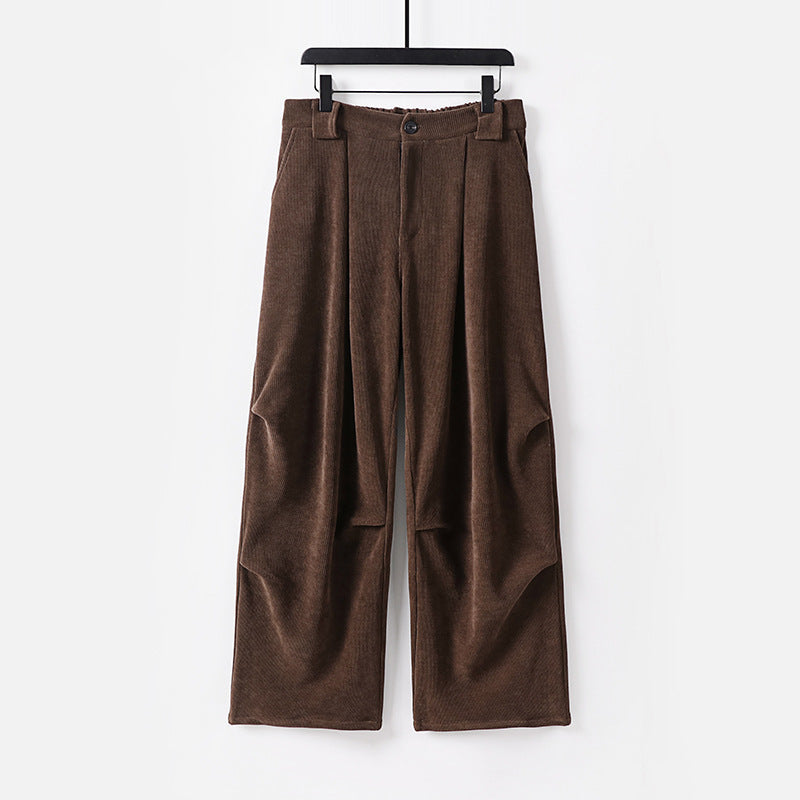 Damen Weite Cordhose mit hoher Taille, Bundfalten und Eingrifftaschen Echoarchiv