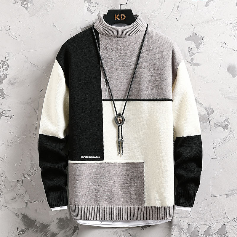 Herren hochwertiger Rollkragenpullover mit modernem geometrischem Design Echoarchiv