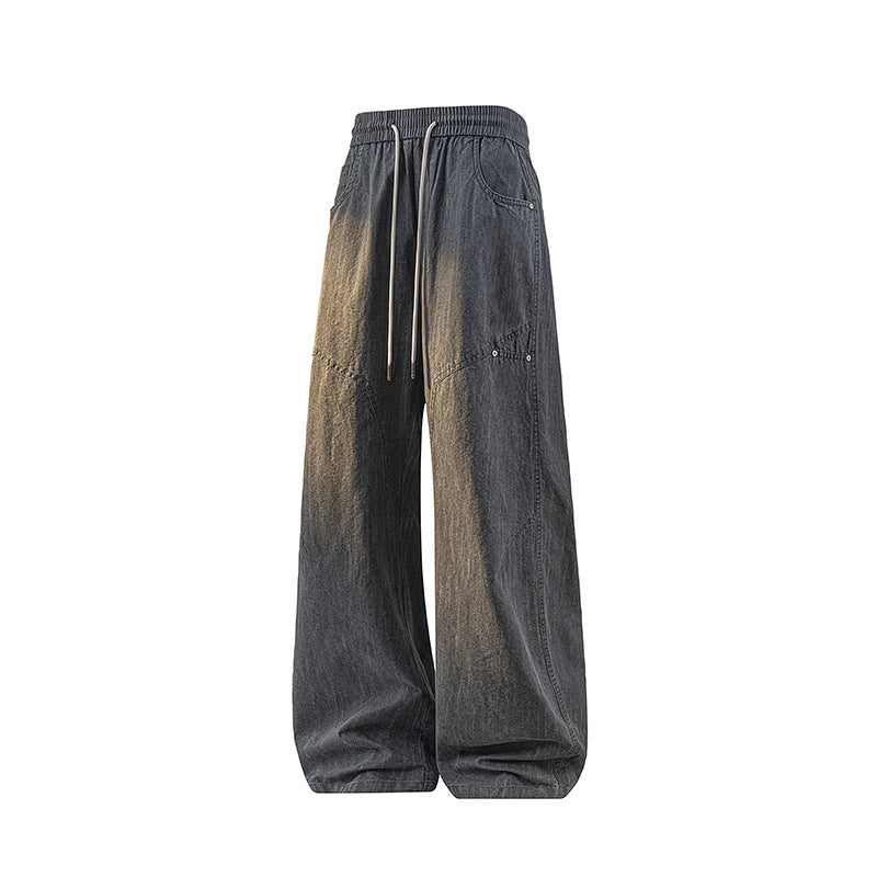 Damen Weite Leinenoptik-Hose mit elastischem Bund und aufgesetzten Taschen Echo Archiv