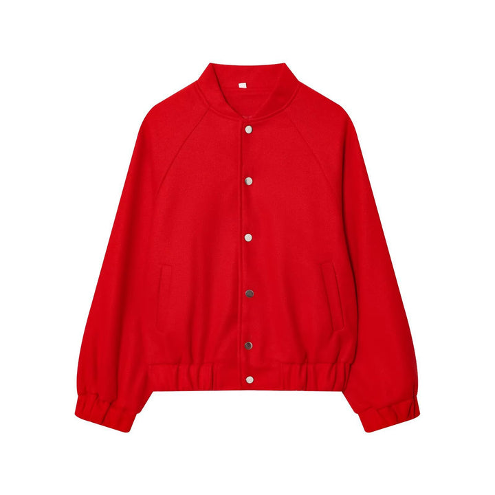 Damen Oversized Wollmix-Bomberjacke mit Raglanärmeln und Kordelzugsaum Echo Archiv