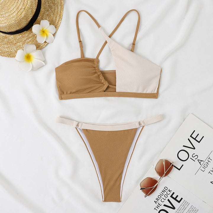 Damen Bikini-Set mit asymmetrischem Oberteil und hohem Beinausschnitt Echo Archiv