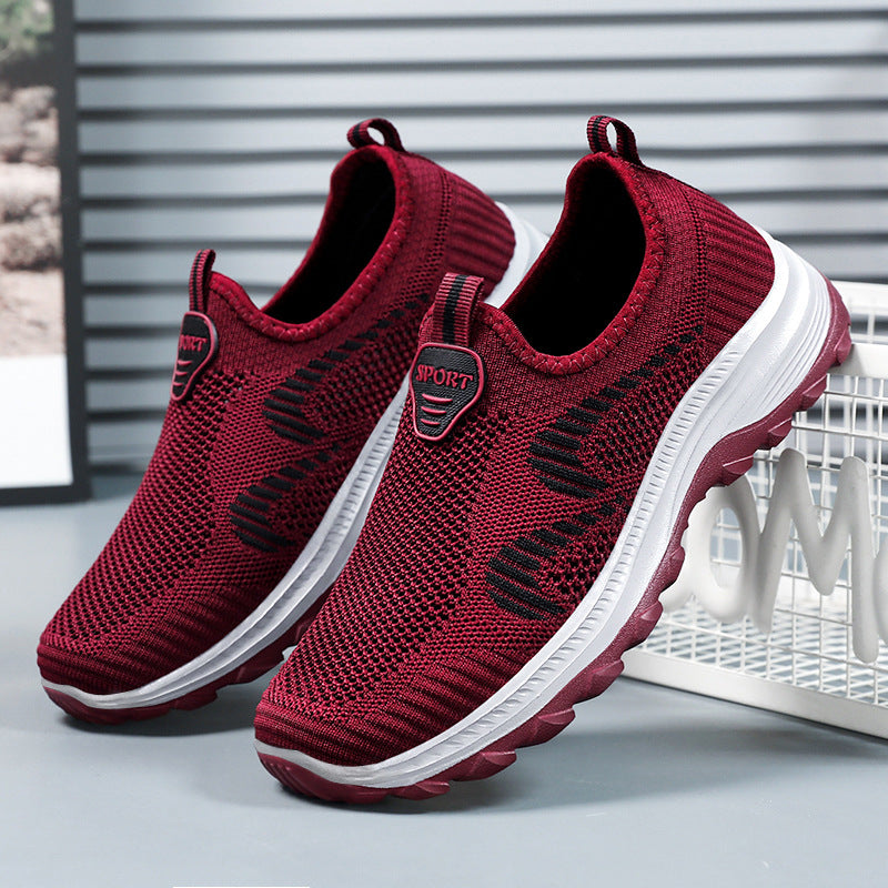 Damen nan leichter gestrickter Slip-On Komfortsneaker mit elastischem Einstieg, atmungsaktivem 3D-Strick und gedämpfter EVA-Keilsohle Echo Archiv