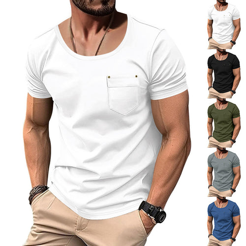 Herren T-Shirt mit praktischer Brusttasche und modernem V-Ausschnitt Echoarchiv