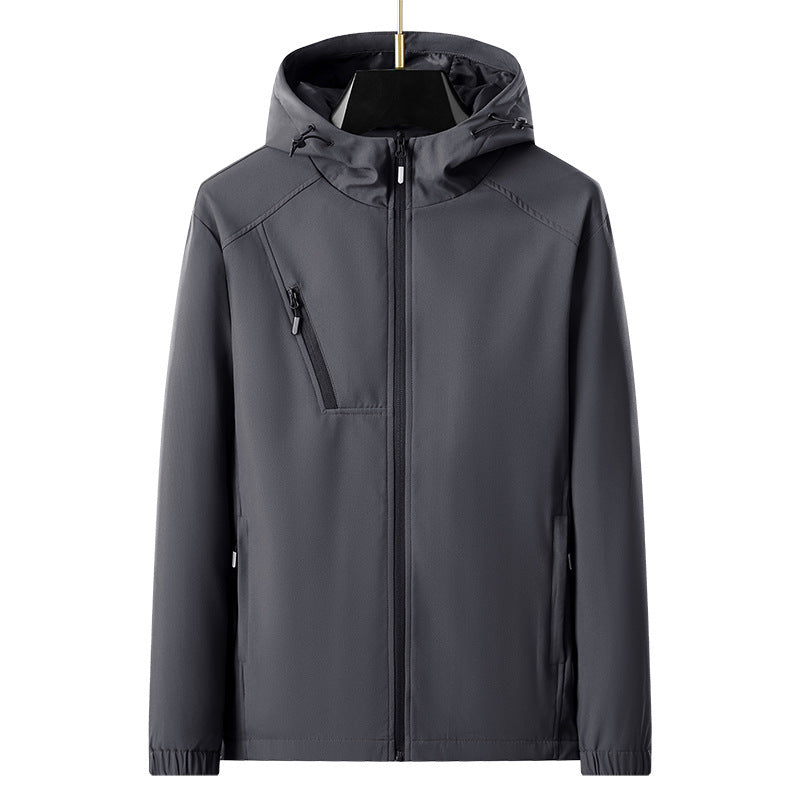 Herren leichte Softshell-Outdoorjacke mit ergonomischer Kapuze und diagonalem Brustreißverschluss Echo Archiv