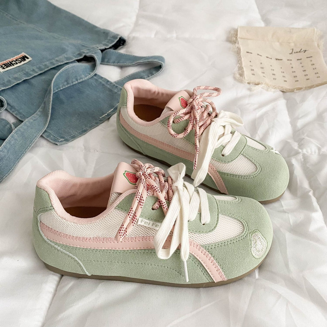 Damen Retro-sportliche Sneaker mit Wildleder- und Mesh-Mix sowie gepolsterter Komfortsohle – Névara
