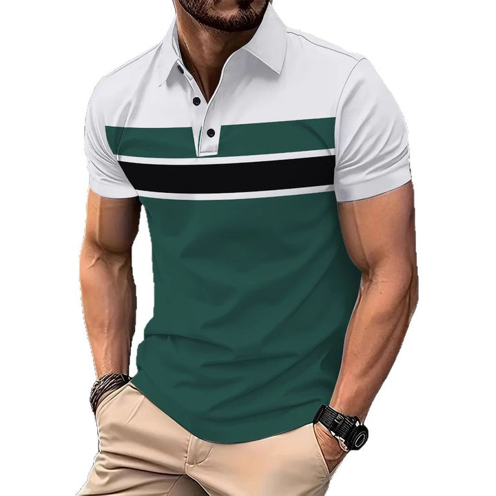 Herren Kurzarm Poloshirt mit modernem Streifenmuster Echoarchiv