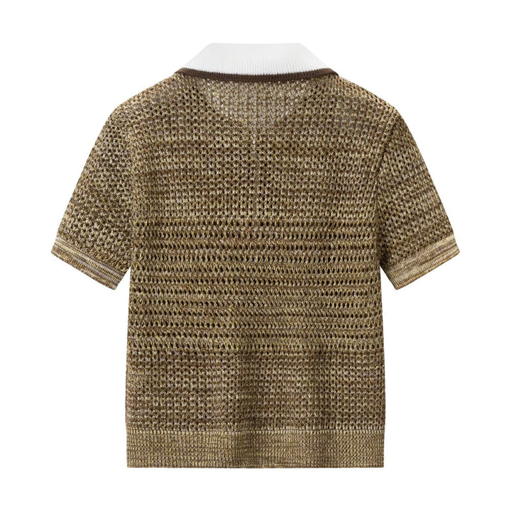 Damen Polo-Shirt mit dekorativem Strickmuster und klassischem Kragen Echo Archiv
