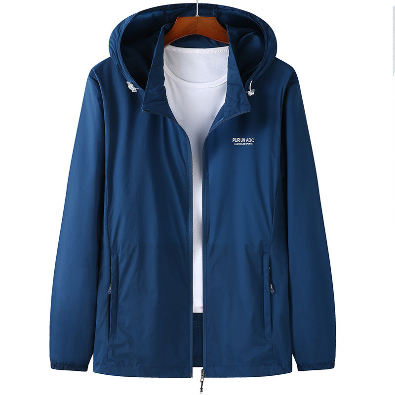 Herren Leichte wasserabweisende Kapuzen-Outdoorjacke mit durchgehendem Reißverschluss und atmungsaktivem Innenfutter Echoarchiv
